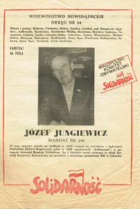 Józef Jungiewicz ulotka wyborcza 1989