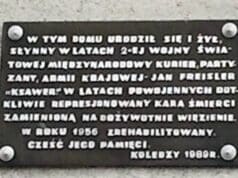 tablica ku czci Jana Freislera na domu przy ul. Nawojowskiej w Nowym Sączu