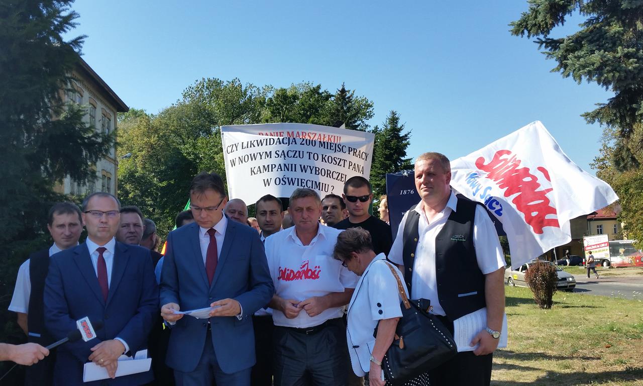 protest zwiąkowców Nowy Sącz