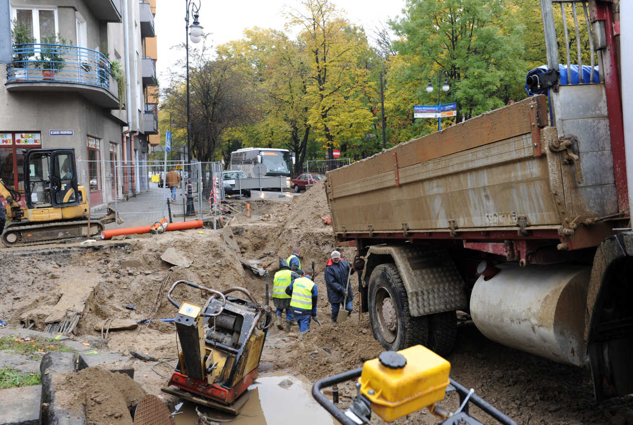 prace na ul. Mickiewicza / Jagiellońska w Nowym Sączu
