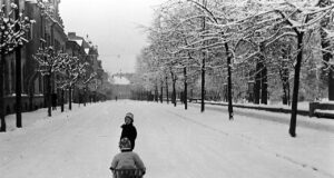Nowy Sącz w zimowej szacie, ul. Jagiellońska lata 50
