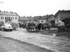 Handel słomą w centrum miasta