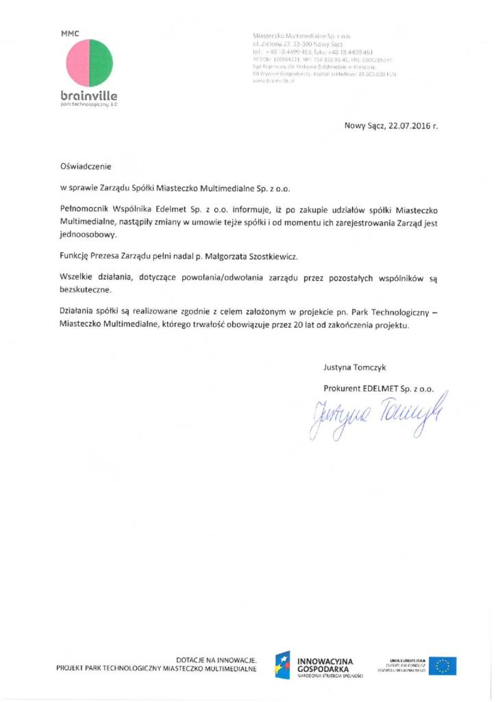 oświadczenie Edelmet