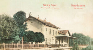 Nowy Sącz prztstanek kolejowy przy ulicy Kościuszki.