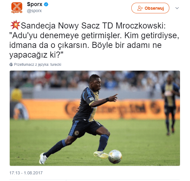 serwis Porx o Freddy Adu w Nowym Sączu