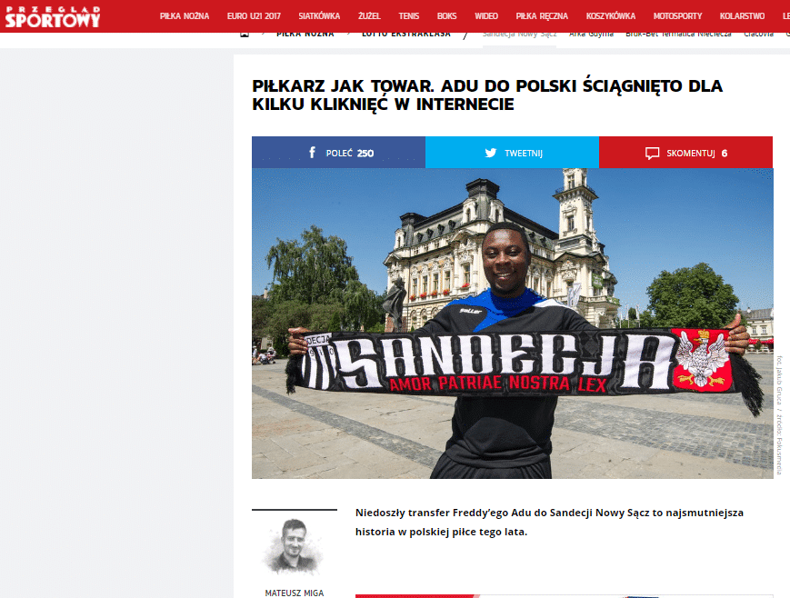 Przegląd Sportowy o ściągnięciu na chwilę piłkarza do Nowego Sącza