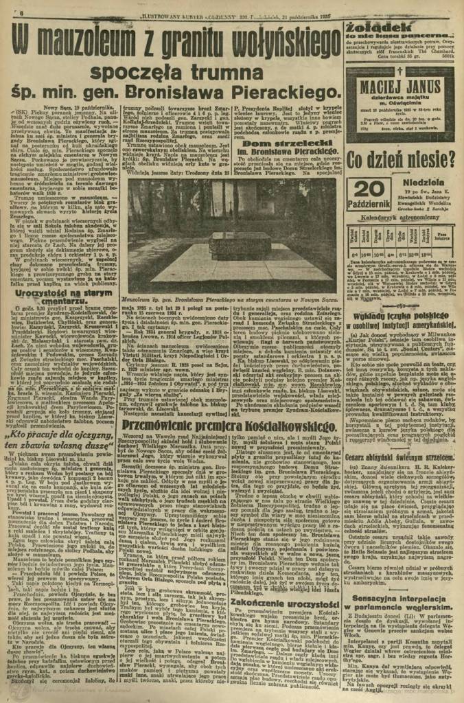 Ilustrowany Kuryer Codzienny, 21 października 1935. Skan Archiwum Państwowe w Krakowie / Małopolska Biblioteka Cyfrowa