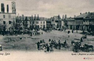 Nowy Sącz rynek po pożarze 1894 - pocztówka