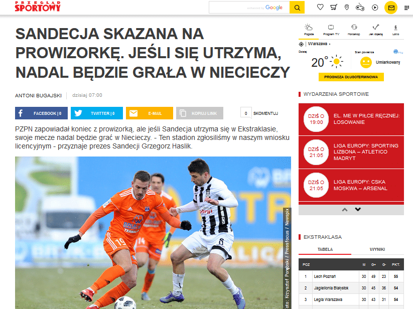 prezes Sandecji Grzegorz Haslik: stadion w Niecieczy zgłoszony we wniosku licencyjnym