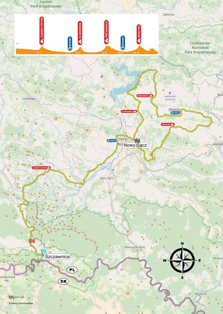 trasa V etapu Karpackiego Wyścigu Kurierów 2 maja 2018