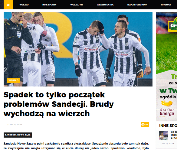 Sandecja zasłużenie spadła z ekstraklasy