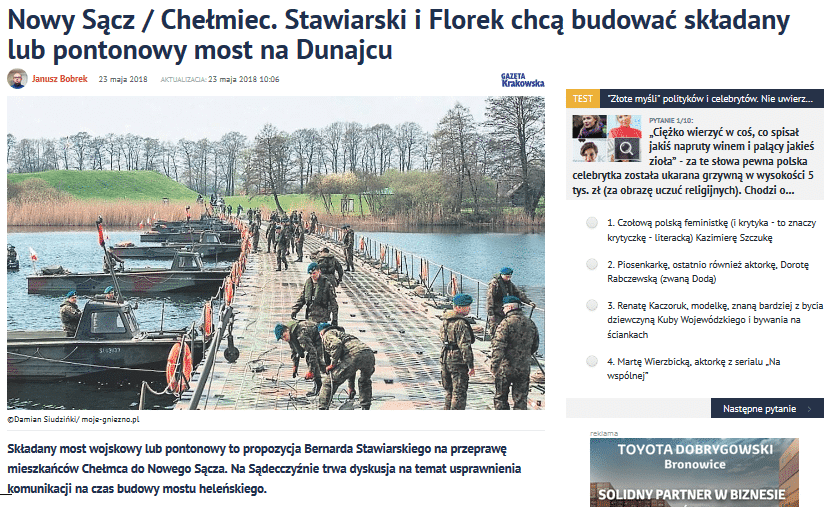 chcą budować most pontonowy