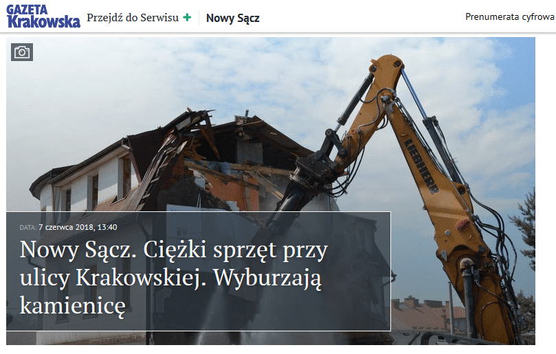 wyburzanie kamienicy przy Krakowskiej