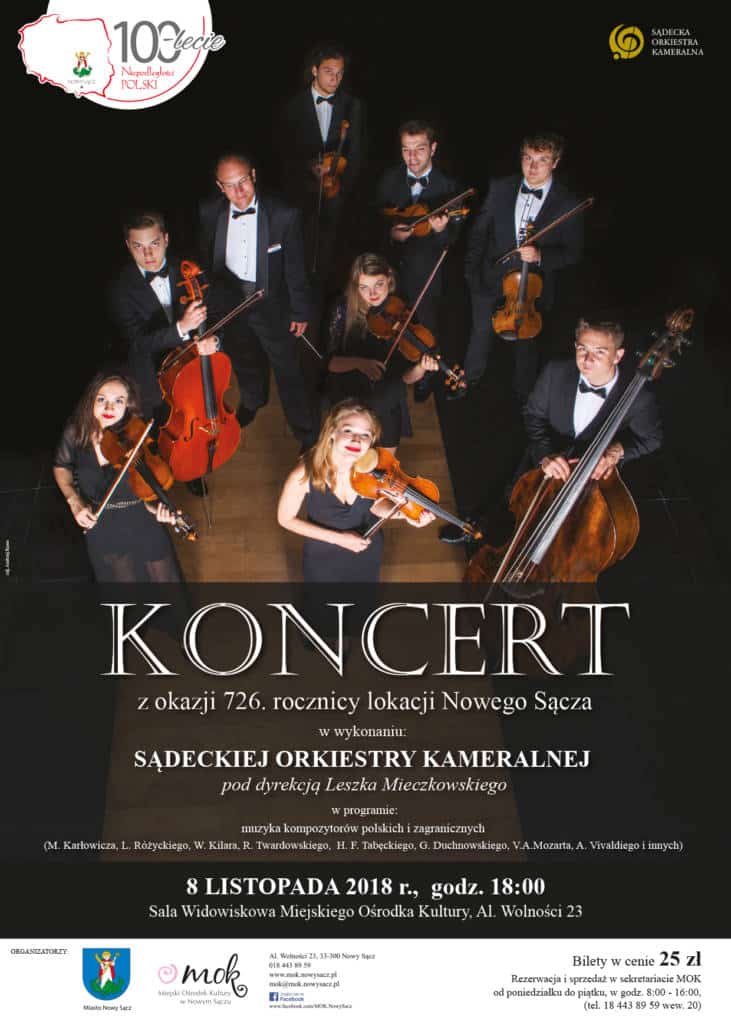 koncert z okazji 726. rocznicy lokacji Nowego Sącza w wykonaniu Sądeckiej Orkiestry Kameralnej pod dyrekcją Leszka Mieczkowskiego