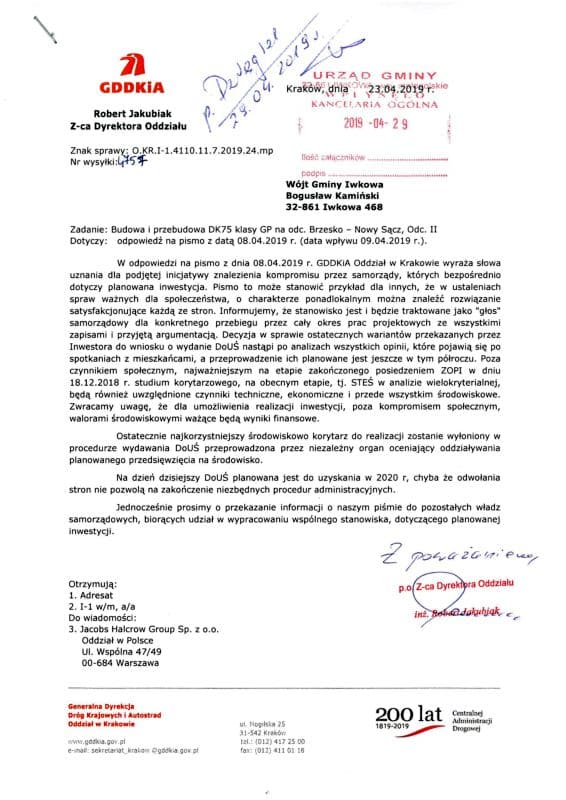 GDDKiA o stanowisku samorządów w sprawie przebiegu Sądeczanki
