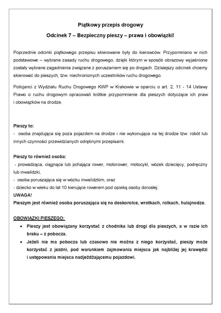 pieszy obowiązki i prawa