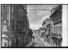 Nowy Sącz ulica Jagiellońska, pocztówka początek XX wieku