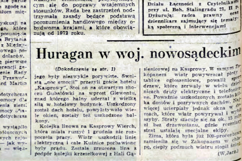 huragan 1976 w województwie nowosądeckim