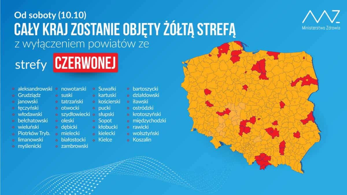 cała Polska objęta strefą żółtą