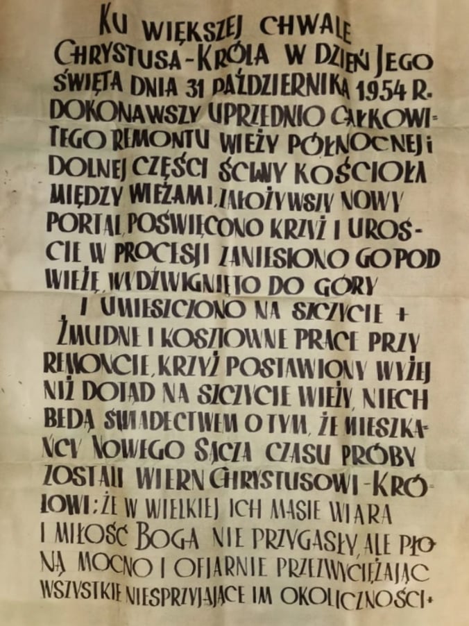 kapsuła czasu bazylika Nowy Sącz 1954