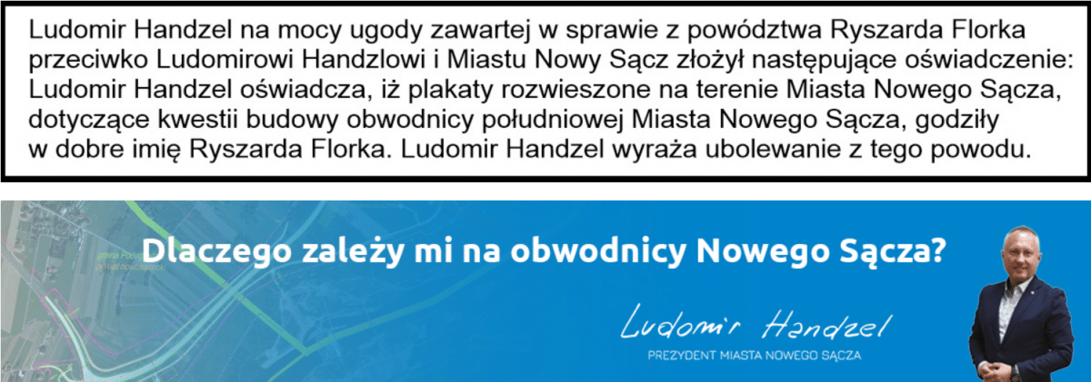 Florek kontra Handzel. Dwa płatne ogłoszenia Ludomira Handzla zamieszczone 23 listopada 2021