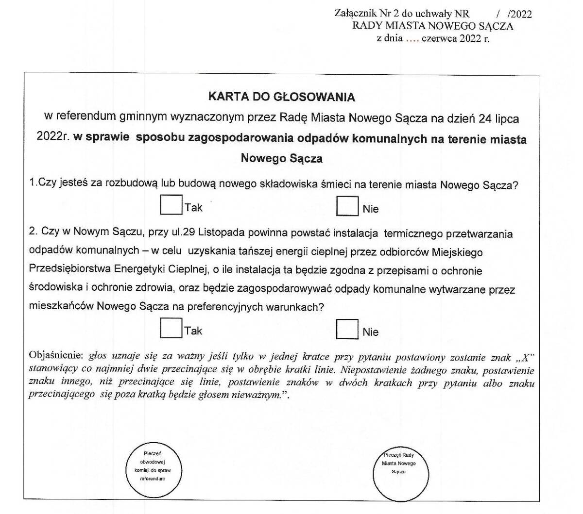 projekt referendum w sprawie spalarni w Nowym Sączu