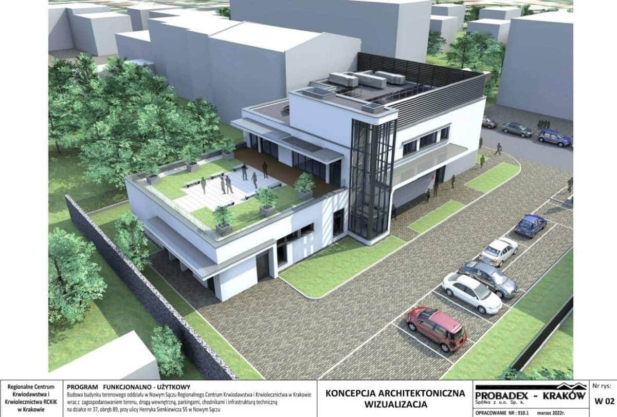 centrum krwiodawstwa Nowy Sącz wizualizacja