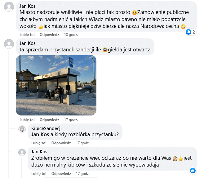 Jan Kos na profilu KibiceSandecji