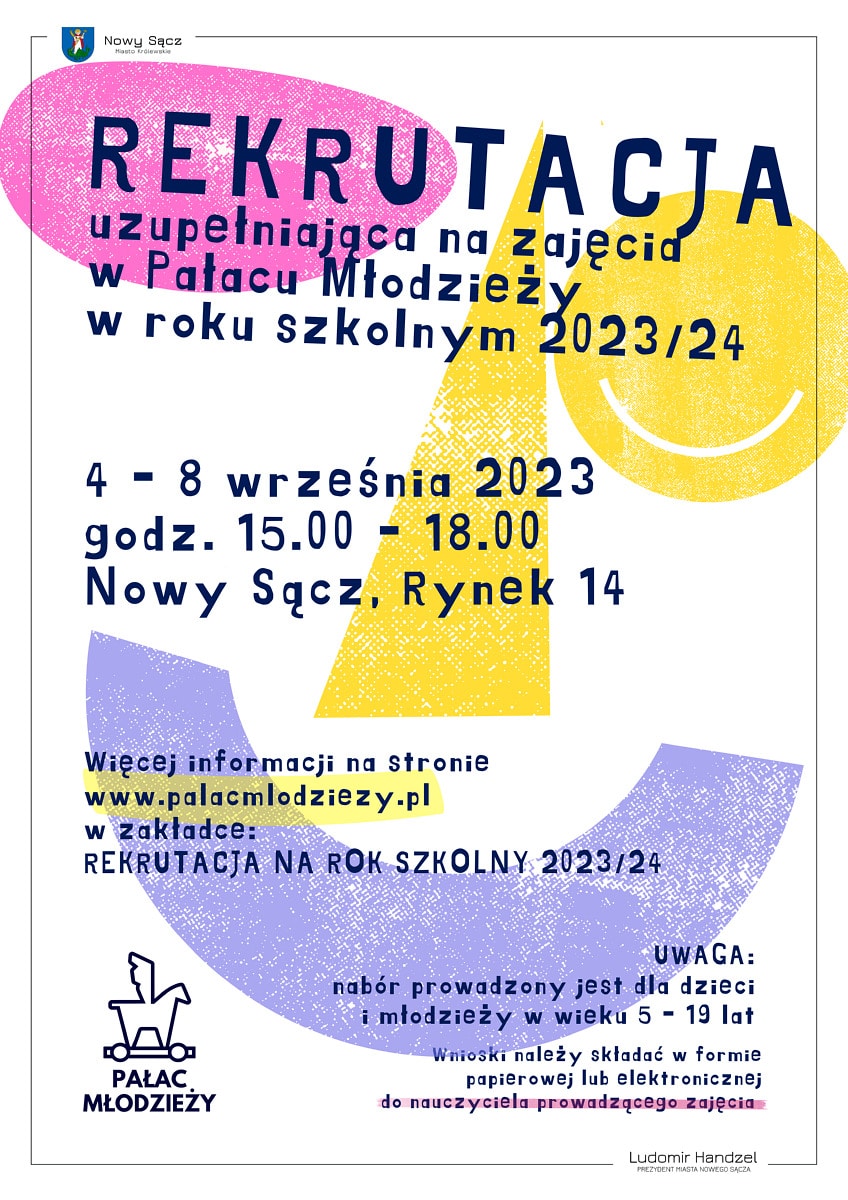 Nowy Sącz Pałac Młodzieży zajęcia w roku szkolnym 2023/2024 dodatkowa rekrutacja