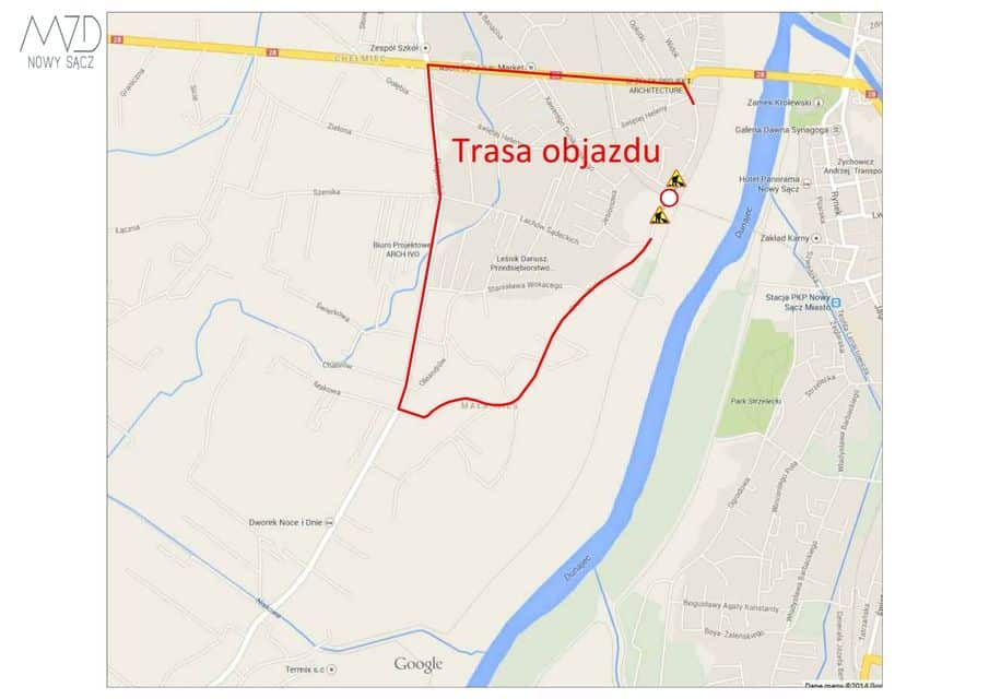 zamknięcie ul. Starowiejskiej Nowy Sącz