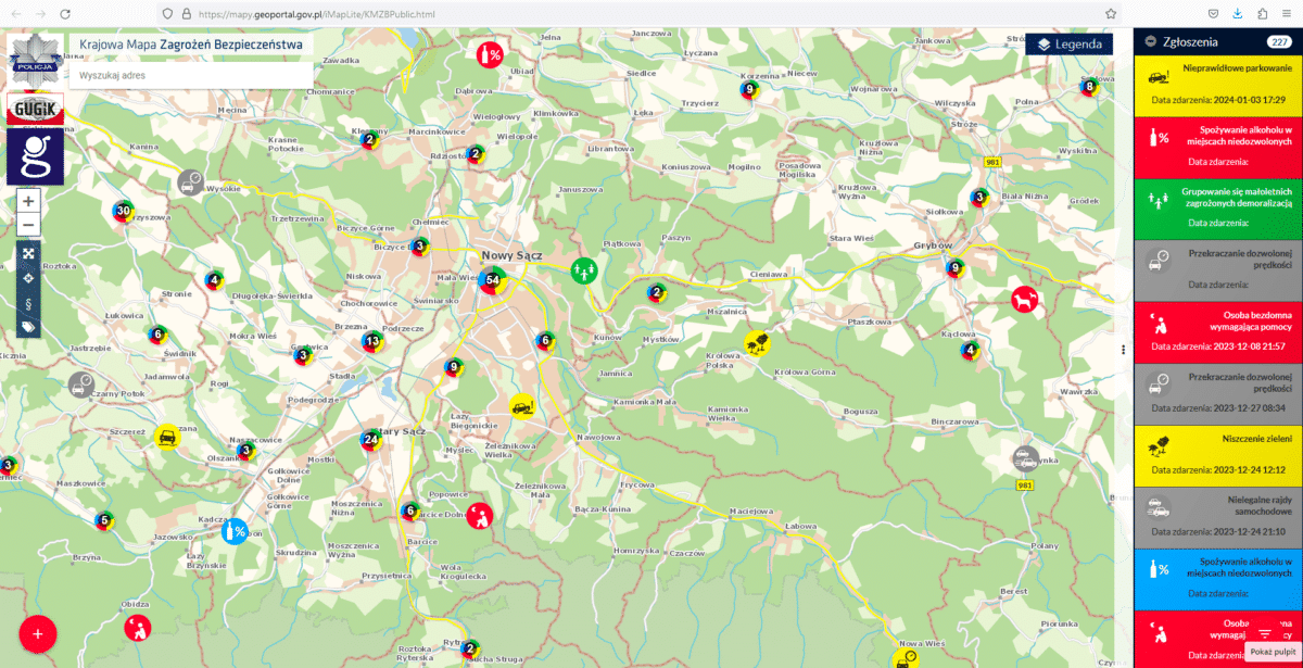 krajowa mapa zagrożeń bezpieczeństwa Nowy Sącz 2023