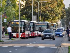 autobusy MPK Nowy Sącz na przystanku przy Al. Wolności