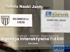 wejście do tymczasowej siedziby MKS Sandecja