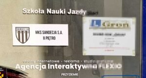 wejście do tymczasowej siedziby MKS Sandecja