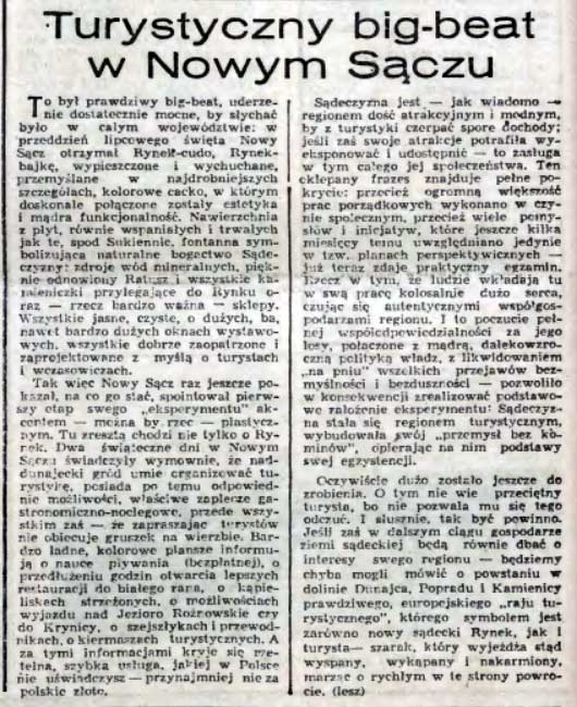 Turystyczny big-beat w Nowym Sączu. Dziennik Polski 1967, nr 173 (25 VII)