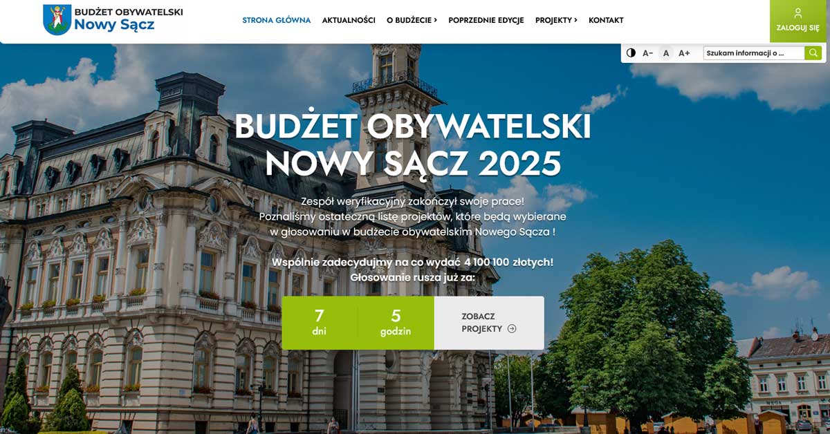 Budżet Obywatelski 2025 Nowy Sącz, ostateczna lista projektów