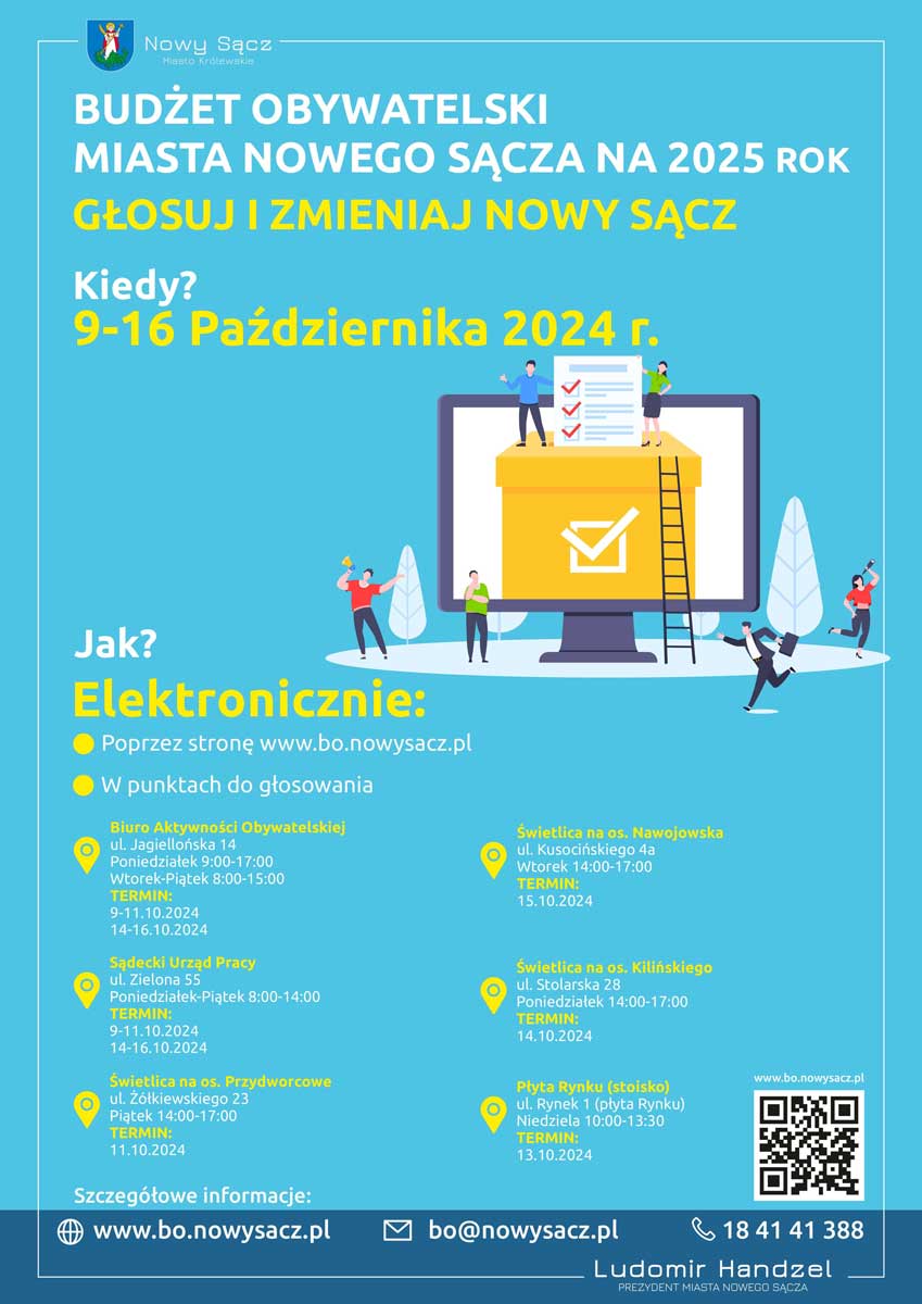 głosowanie budżet obywatelski Nowy Sącz 9 - 16 października 2025