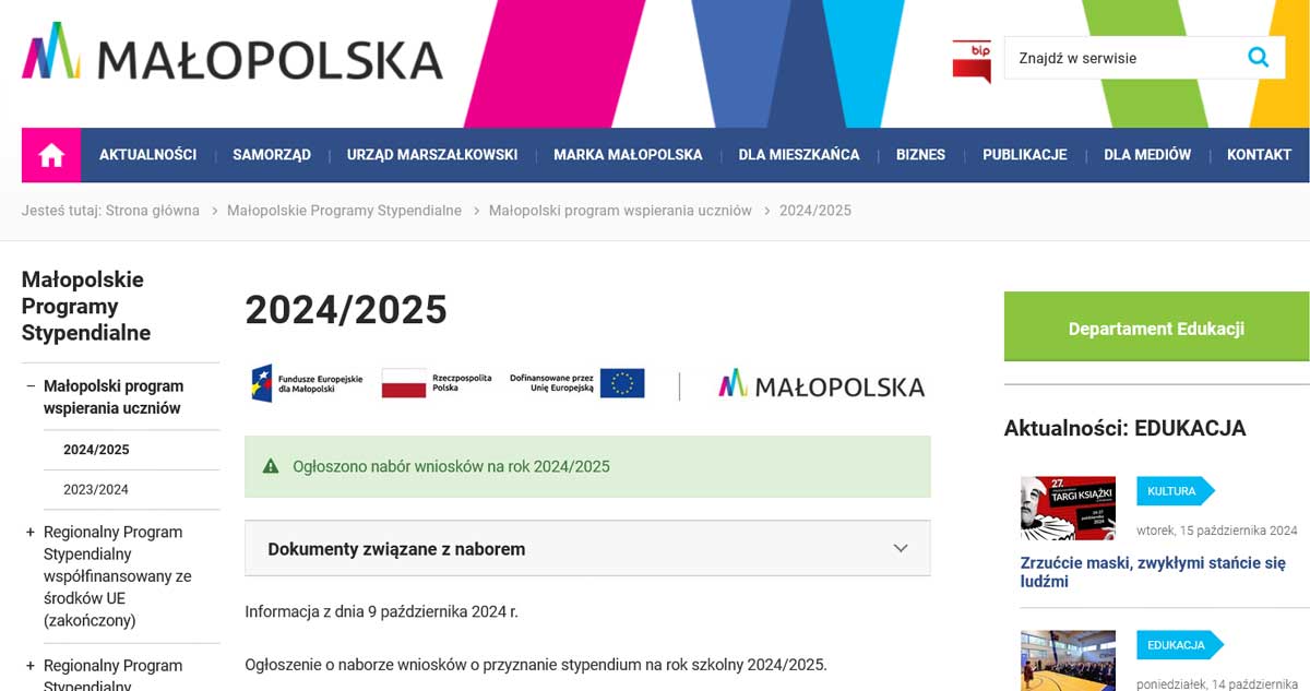Małopolski program wspierania uczniów