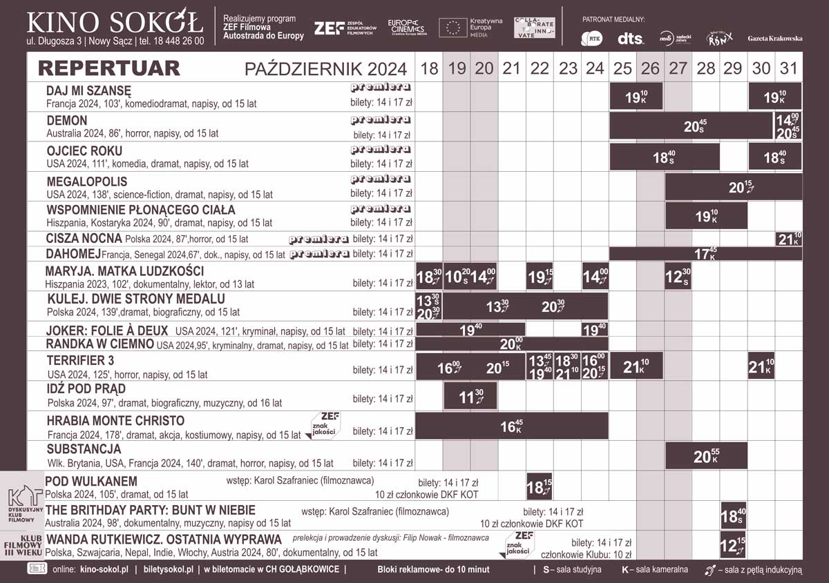 Sokół 18-31.10.24 repertuar