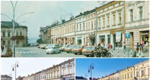 fragment rynku w Nowym Sączu, widoczny sklep Cepelii