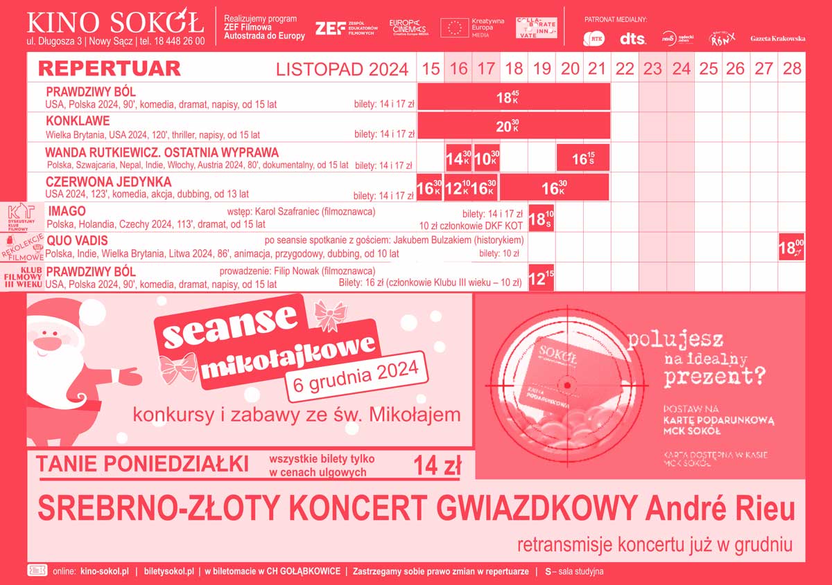 repertuar kina Sokół 15.11-28.11.24 