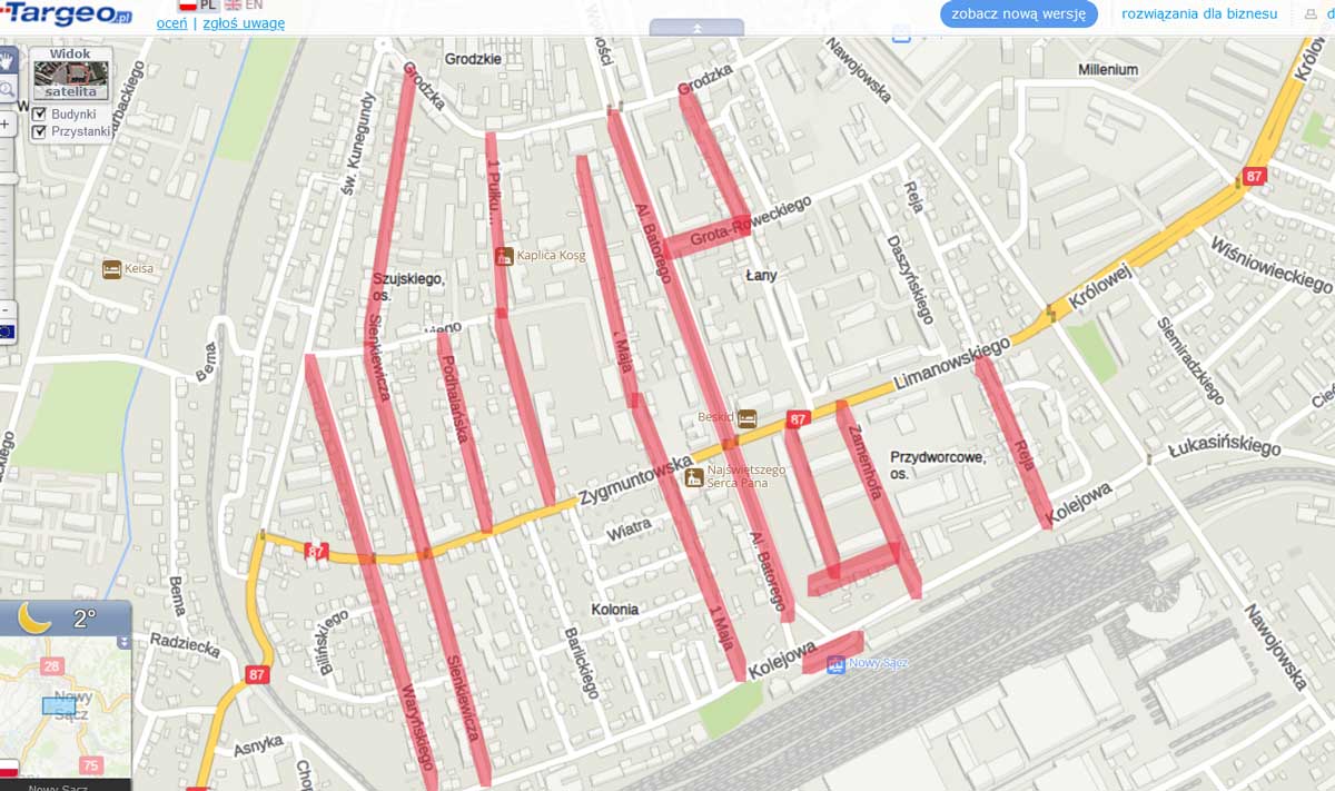 proponowana strefa C w SPP w Nowym Sączu. Mapka: Twój Sącz