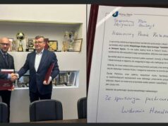 Artur Bochenek (po lewej), zastępca prezydenta Nowego Sącz i Zbigniew Szubryt, właściciel firmy Zakłady Mięsne Szubryt