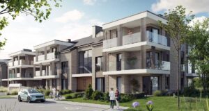 mieszkania w niskiej zabudowie, mieszkania na parterze - wizualizacja osiedla Ekopark Destino