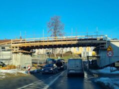 wiadukt nad ul. Węgierską w Nowym Sączu w budowie, styczeń 2025