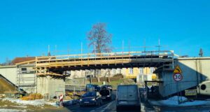 wiadukt nad ul. Węgierską w Nowym Sączu w budowie, styczeń 2025