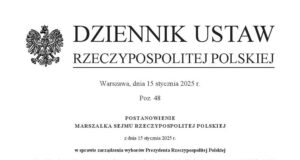 Postanowienie Marszałka Sejmu Rzeczypospolitej Polskiej z dnia 15 stycznia 2025 r. w sprawie zarządzenia wyborów Prezydenta Rzeczypospolitej Polskiej
