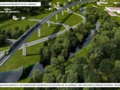 Wizualizacja estakady kolejowej w Łososinie Górnej. Projekt w ramach modernizacji odcinka Tymbark Limanowa