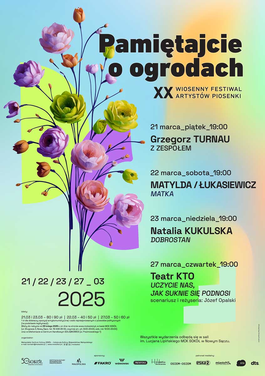 XX Festiwal Artystów Piosenki "Pamiętajcie o ogrodach" 2025, Nowy Sącz MCK Sokół