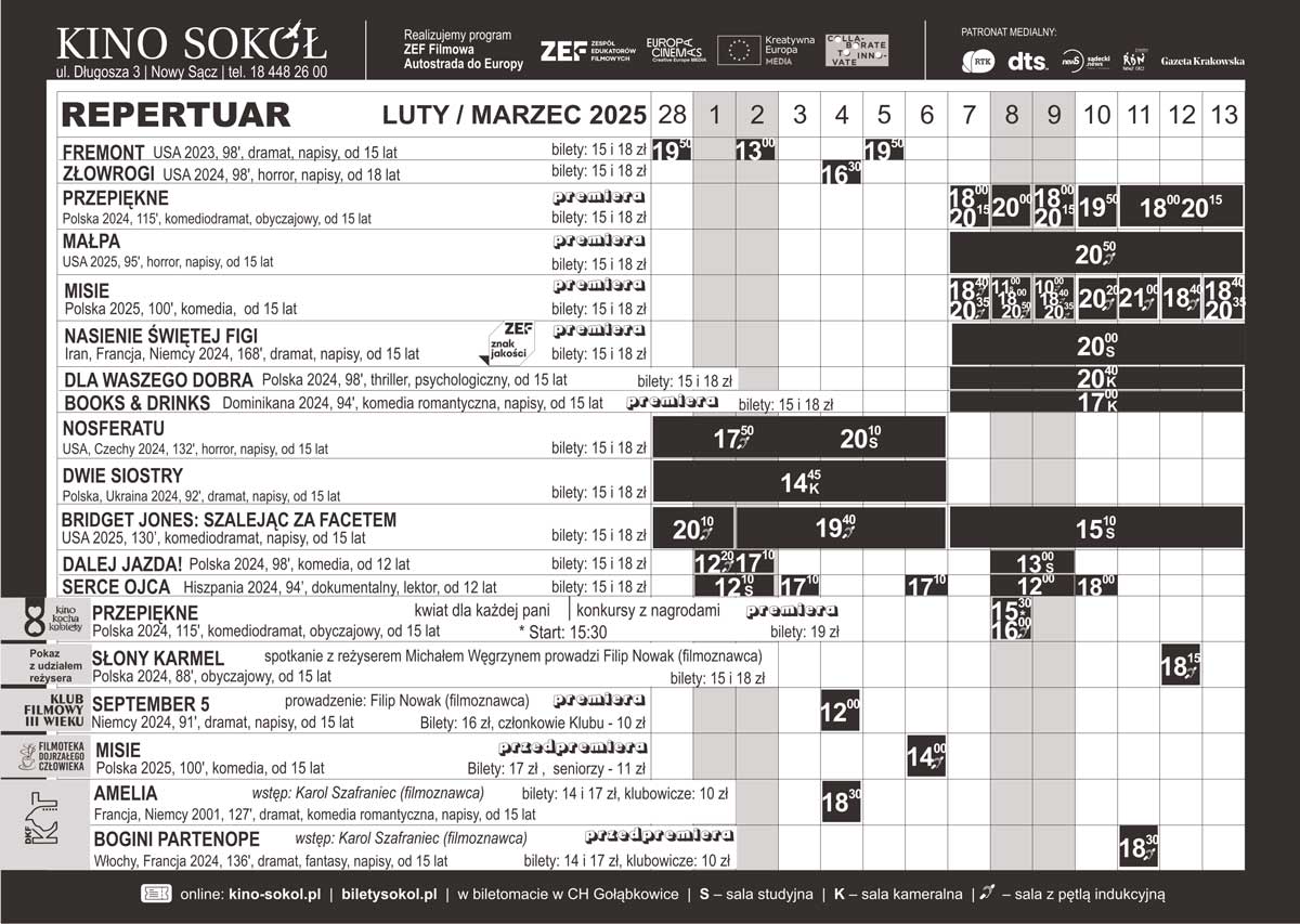 repertuar Nowy Sącz kino Sokół 28.02-13.03.25 cd.